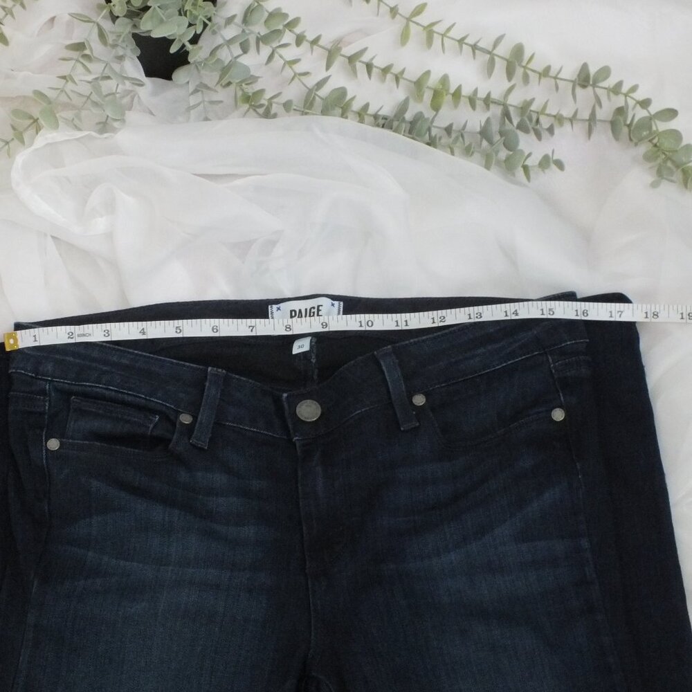 Paige Denim Skyline Straight Distressed Dark Wash Designer Jeans Women’s Size 30 - Picture 10 of 12